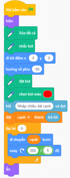 Vẽ hình lục giác Scratch