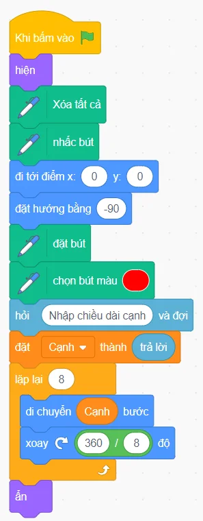 Vẽ hình bát giác Scratch