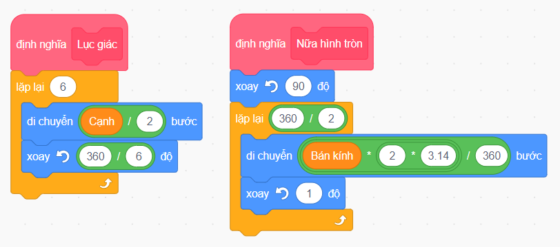 Vẽ hình lục giác trong ngoài có các cung tròn bên trong bằng Scratch 1
